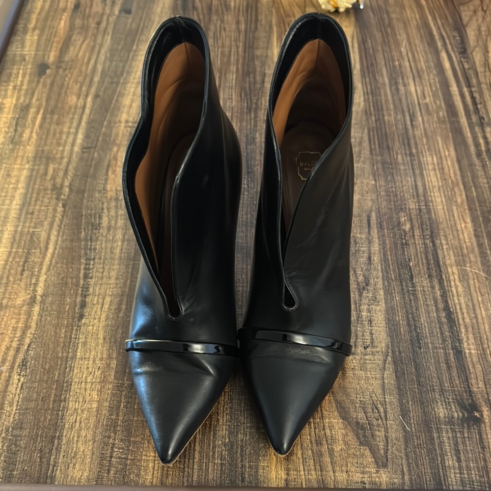 CORA 70 BLACK LEATHER ANKLE BOOTS